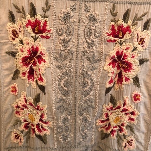 JOHNNY WAS * Floral Embroidered Jersey Cotton Comfortable Dress - Picture 4 of 6